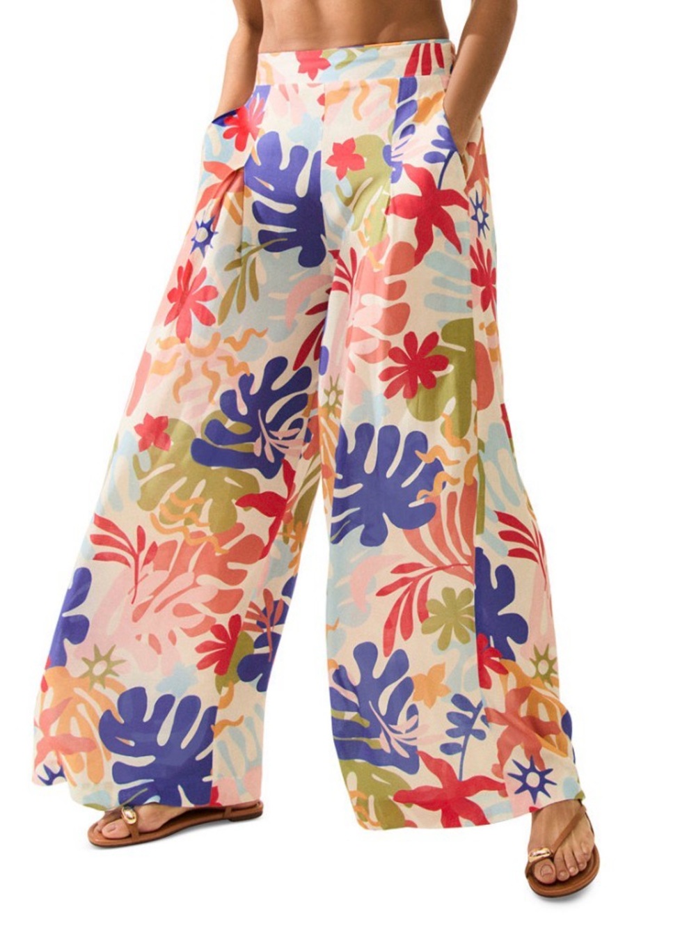 Vince Camuto Floral-Printed Wide-Leg Cover Up Pant/ Multi Colored/(XS). NWT.R19C